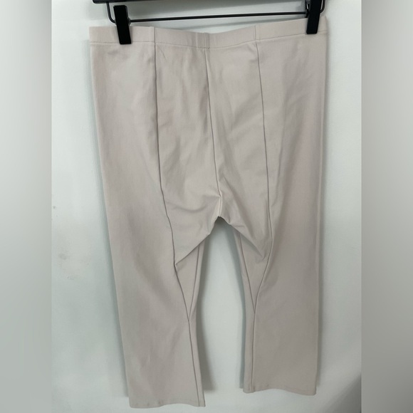 ELAINE KIM Leather Trim Tech Stretch Cropped Flare Leggings Mita Core Beige. 14 - Picture 5 of 5